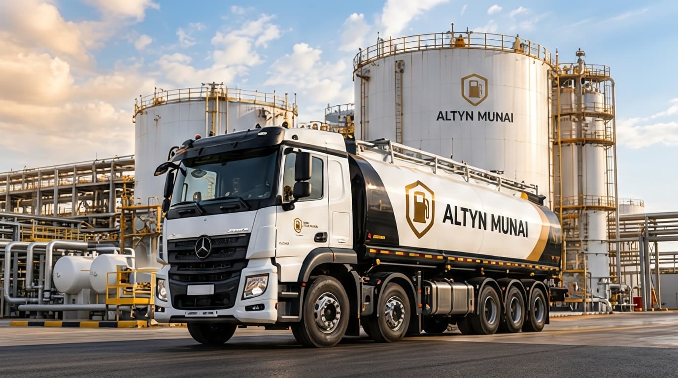 Бензовоз ALTYN MUNAI на нефтебазе